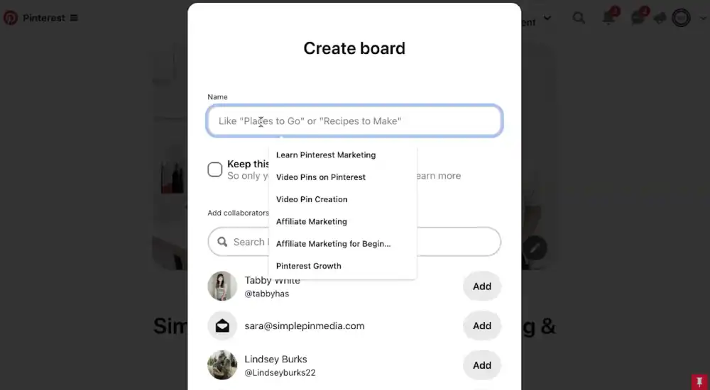 Creating Pinterest Boards