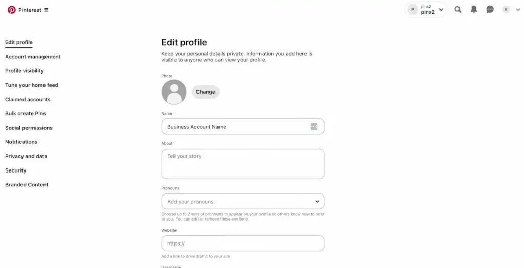 Pinterest Business account