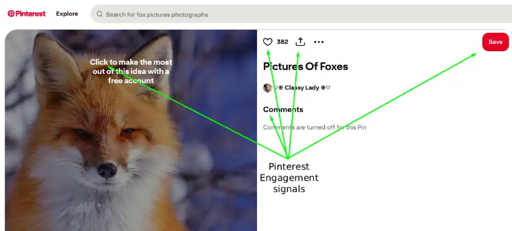 Pinterest engagement signals